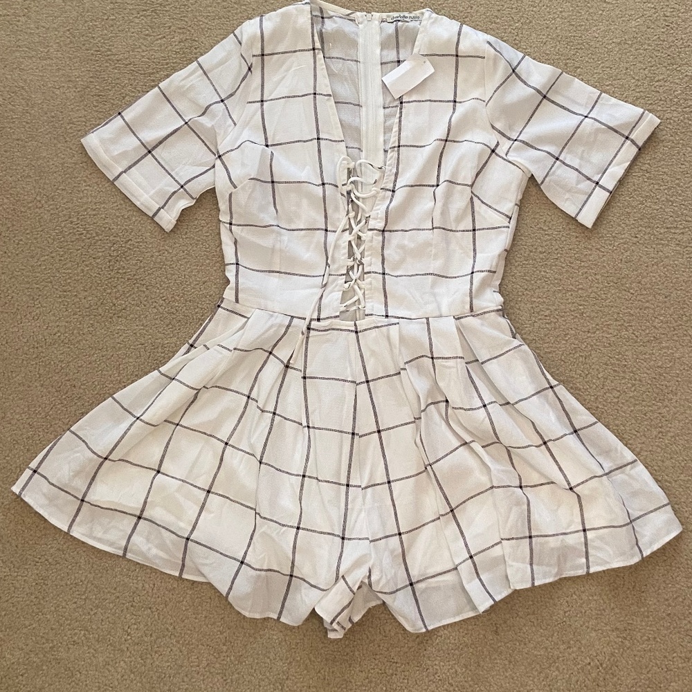white striped romper